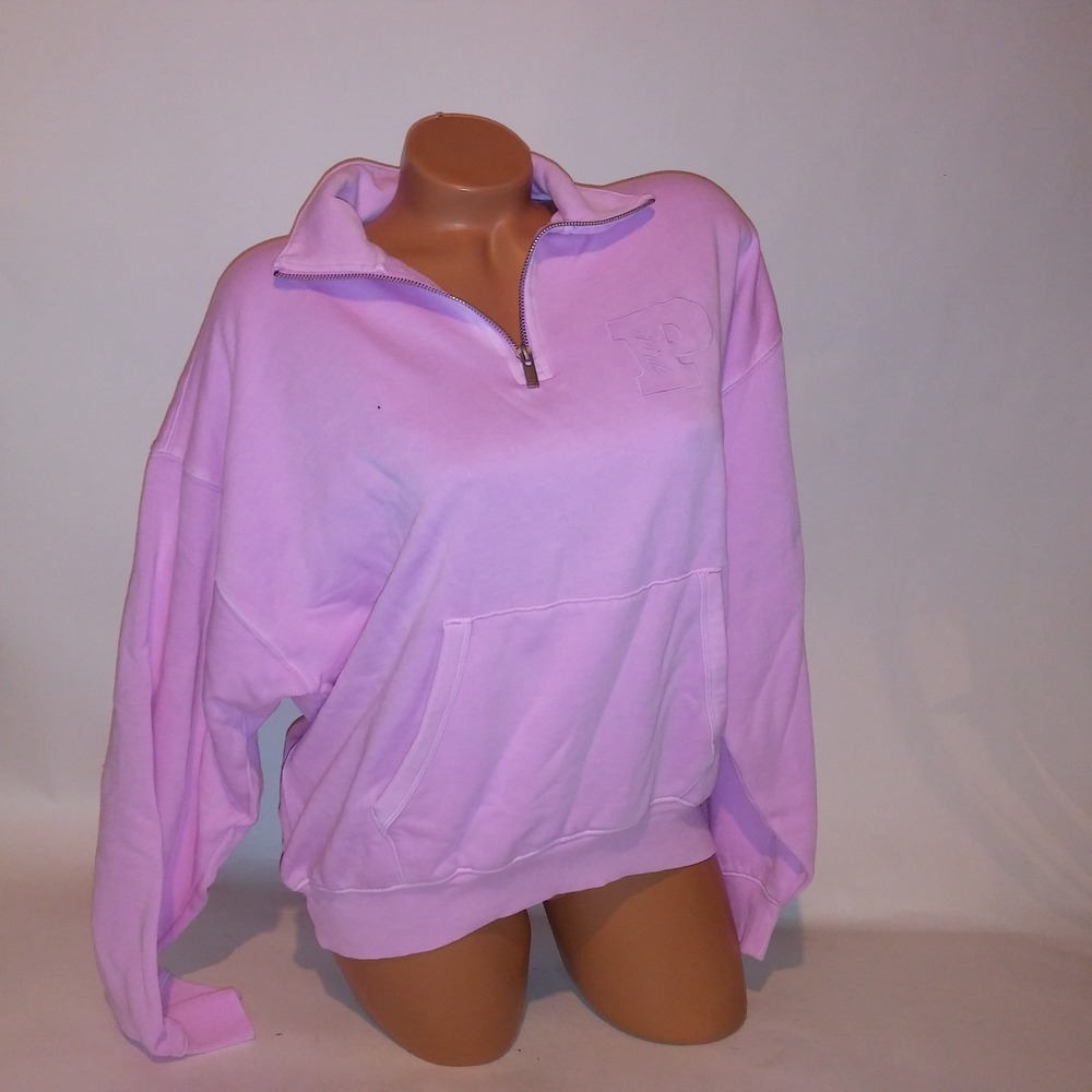 Victoria Secret PINK Sweater Small Pullover 1/4 Zip Logo Long Sleeve New